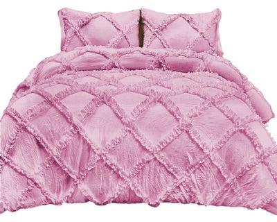 3-Piece Duvet Cover Set Cotton Pink 53 x 78inch