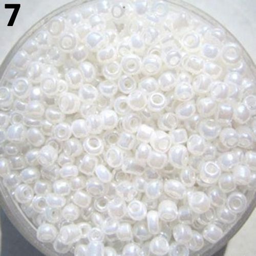 Generic 1200 Pcs 2mm Round Glass Loose Spacer Beads DIY-White