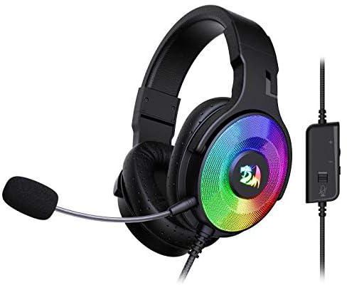 Redragon H350 RGB Wired Gaming Headset, Dynamic RGB Backlight - Stereo Surround-Sound - 50MM Drivers - Detachable Microphone, Over-Ear Headphones Works for PC/PS4/XBOX One/NS (Black)