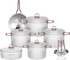 Get Oxford Stainless Steel Pots Set, 15 Pieces - Silver with best offers | Raneen.com