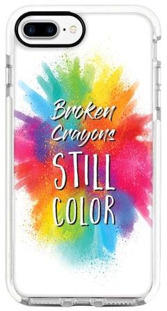 غطاء حماية خلفي بطبعة عبارة "Broken Crayons Still Color" لهاتف أبل آيفون 8 بلس وردي/أزرق/أخضر