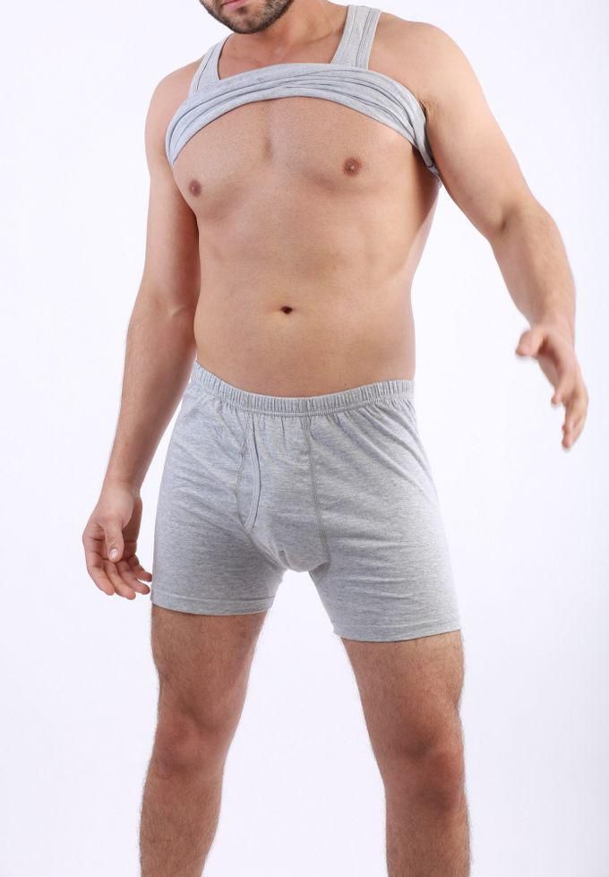 Masters Underwear For Men Classic Boxer Cotton Stretch - Light Gray