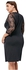 Fashion Plus Size Twist Front Lace Trim Sheath Dress - BLACK