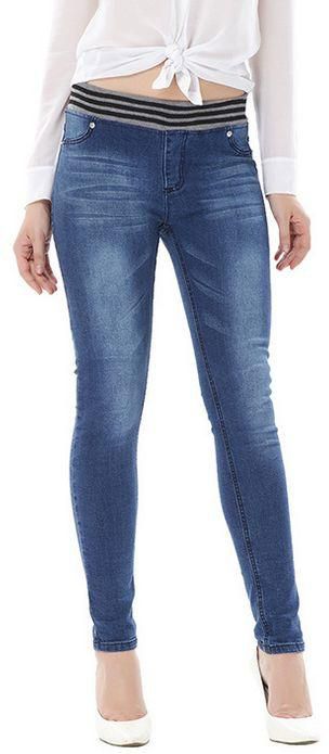 Elastic High waist jeans pant for women 32EU(C9518)