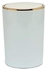 Primanova Lenox -Acrylic 5 Piece Bathroom Accessory Set - (6 Liter Basket - Liquid Soap Dispenser - Soap Holder - Toilet Cleaning Brush - Toothbrush & Toothpaste Holder)-White/Gold