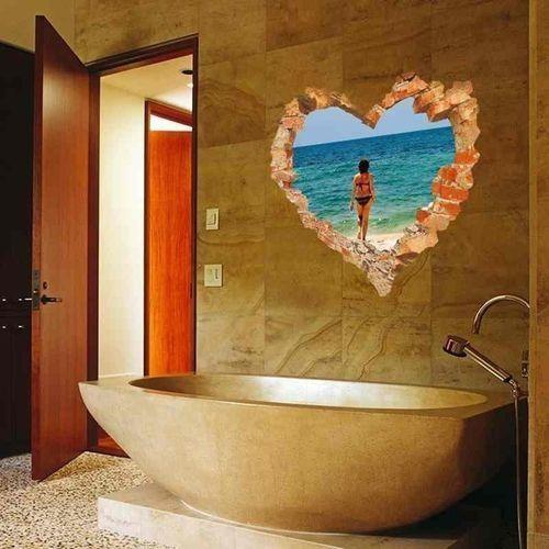 Universal Sea Landscape 3D Window Wall Decals Removable Home Living Room Stickers