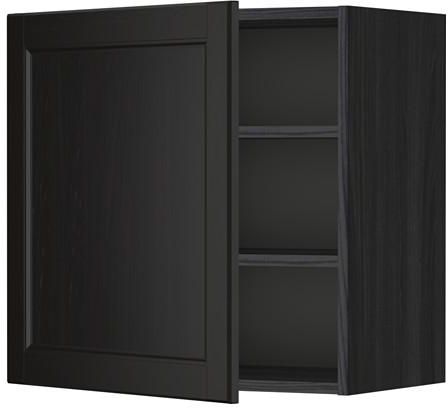 METODWall cabinet with shelves, black, Laxarby black-brown black-brown