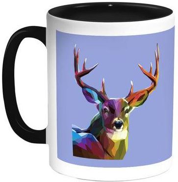 Abstract Art Deer Printed Coffee Mug Black/Blue/White 11ounce