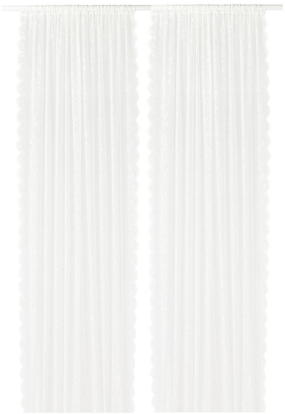LILLYANA Sheer curtains, 1 pair - white/flower 145x300 cm