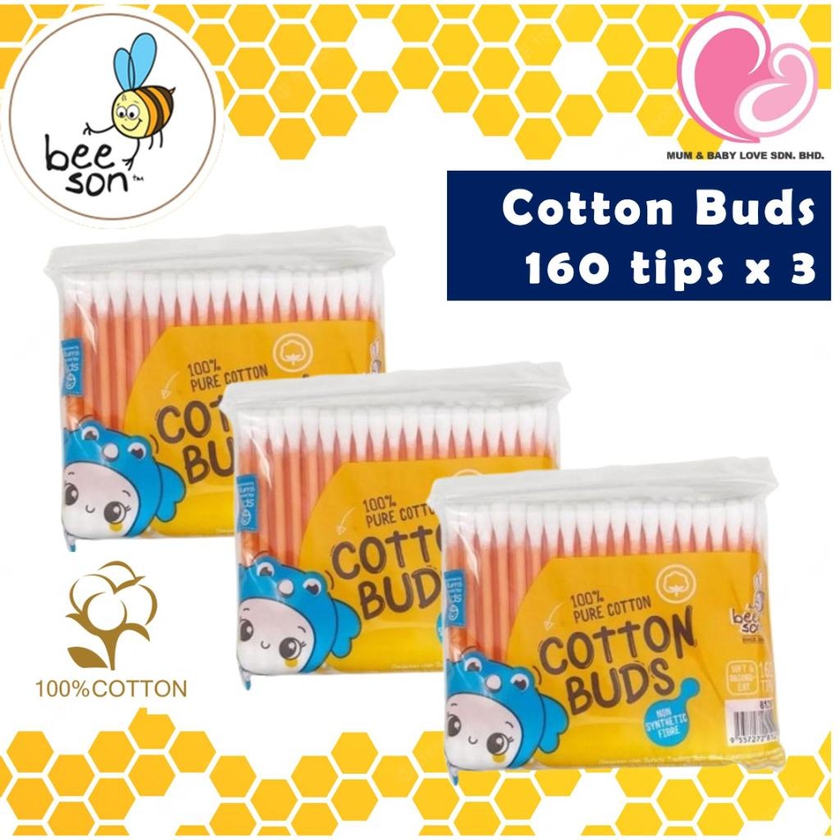 Beeson Cotton Buds Baby 160 tips x 3 packs