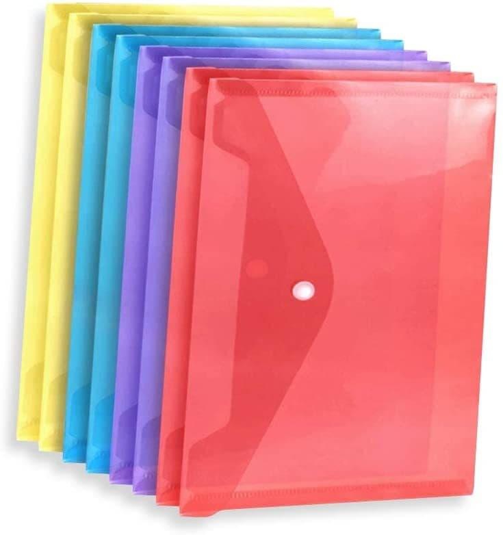 Plastic Folders File Bag Document Hold Bags A4 - 12 Pcs