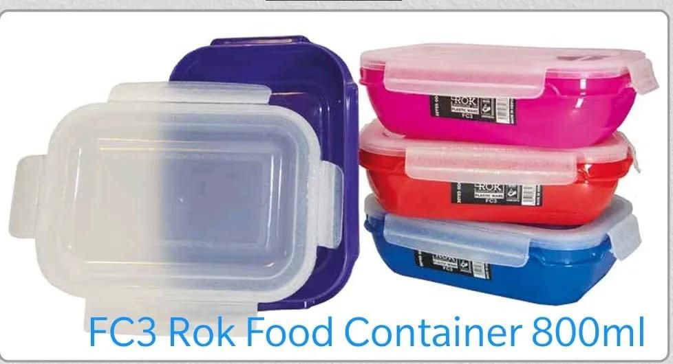 2 pieces of FC3 Rok Plastic Klip Lock Food Container 800ml at