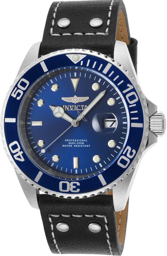 Invicta Pro Diver Men's Blue Dial Leather Band Watch - INVICTA-22068