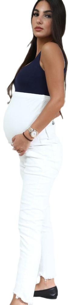 oh9shop - Raw Hem Relaxed White Jeans- Babystore.ae