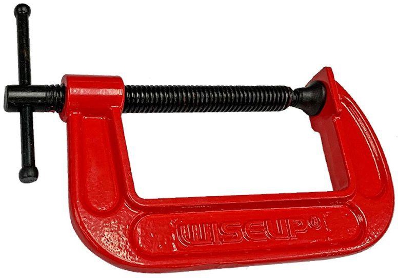 WISEUP Adjust Heavy Duty G Clamp 5 Inch C/W Soft Jaw Pads 127 Mm – G Clamp Iron Red For Woodwork Metal Clamping