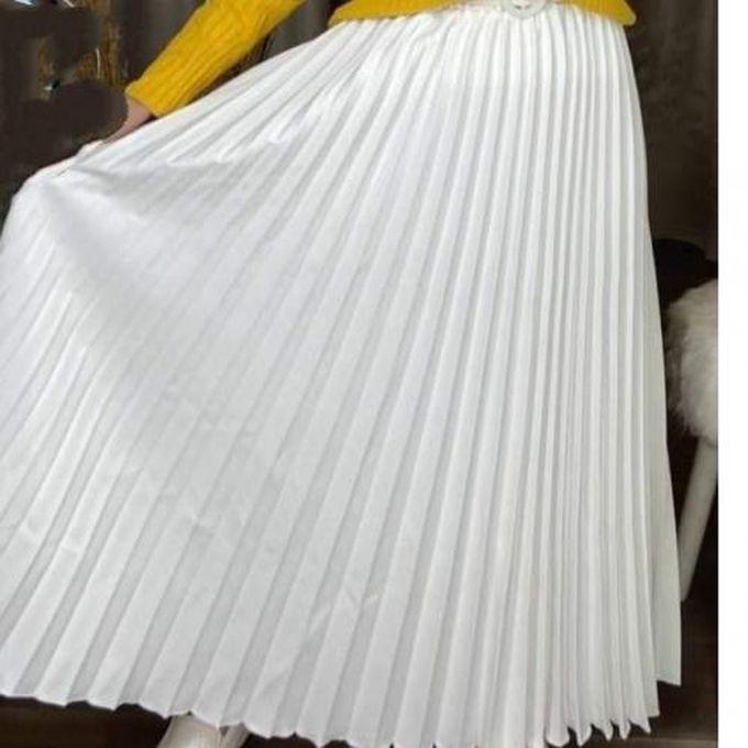 White Double Klosh Long Wide Skirt.