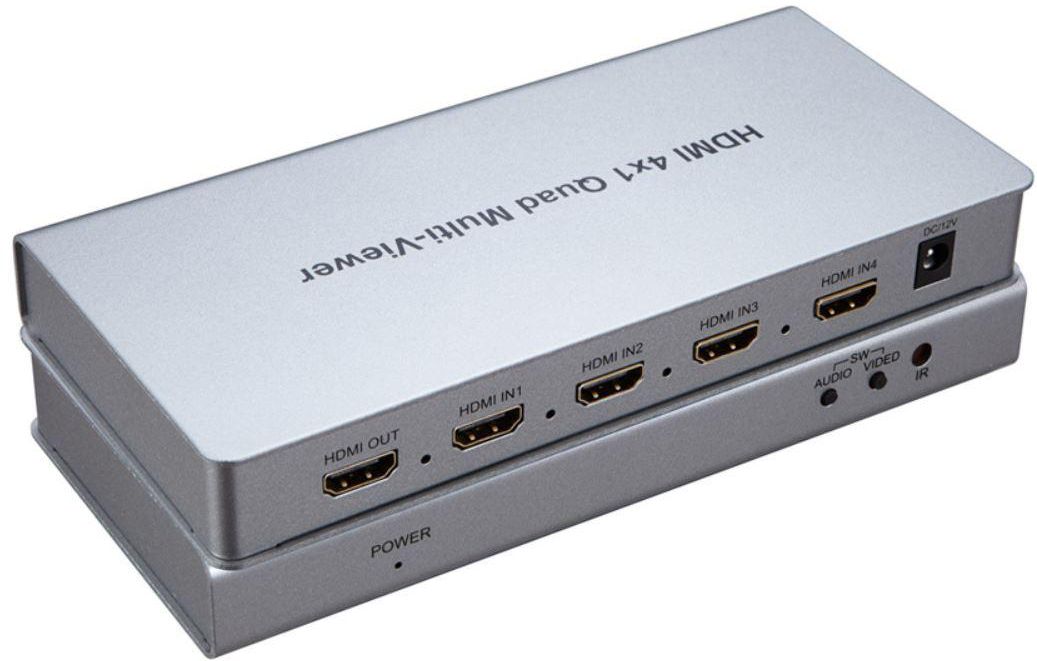 Switch2com HDMI 4x1 Quad Multi-viewer HDMI Switcher 1080P (Gray)