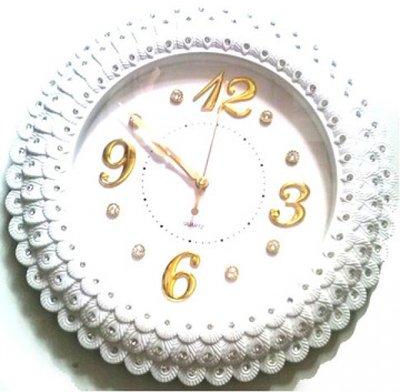 Clock Glamour With Jewels - White