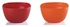 بولة شوربة ايدن بلاستيك من ام ديزاين 16 سم - آمنة للاستخدام في الميكروويف وغسالة الأطباق وآمنة للطعام وخالية من مادة بيسفينول أ - طقم من قطعتين (أحمر + برتقالي)