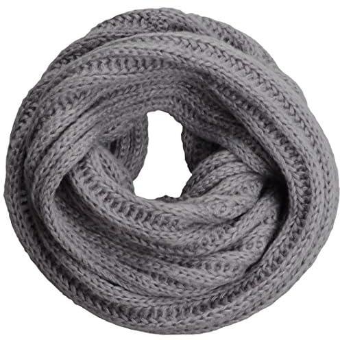 NEOSAN Women's Men Thick Winter Knitted Infinity Circle Loop Scarf, Straight Light Grey,