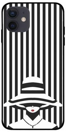 Stripe Pattern Printed Case Cover -for Apple iPhone 12 Black/White Black/White