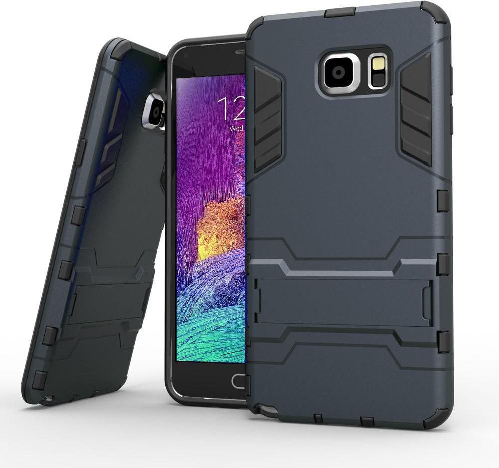 For Samsung Galaxy Note 5 N920 - Cool Guard Plastic TPU Back Cover with Kickstand - Dark Blue