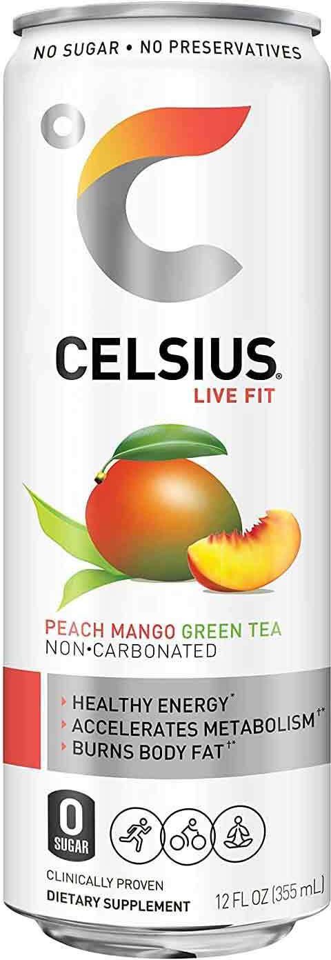 Celsius peach mango green tea 355ml