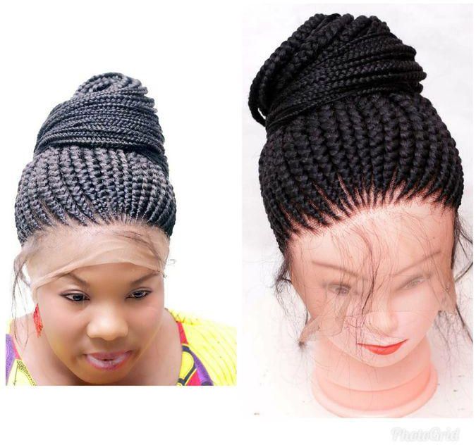 Neatly Braided Ghana Weaving Wig With 360 Fronter