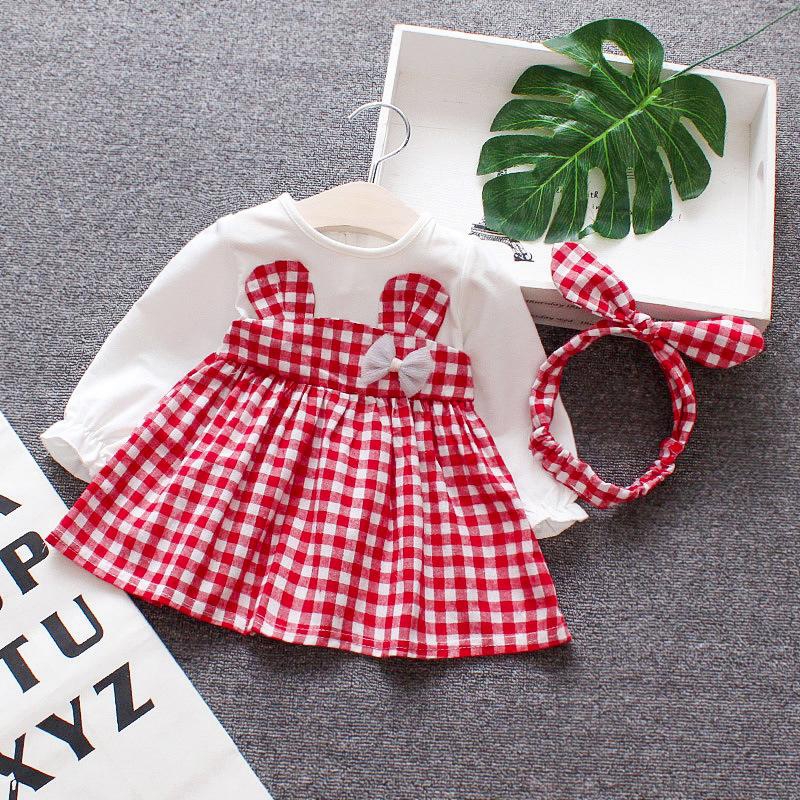 Baby Toddler Girls Long Sleeve Dress Plaid Design 0-3Y - 4 Sizes (3 Colors)