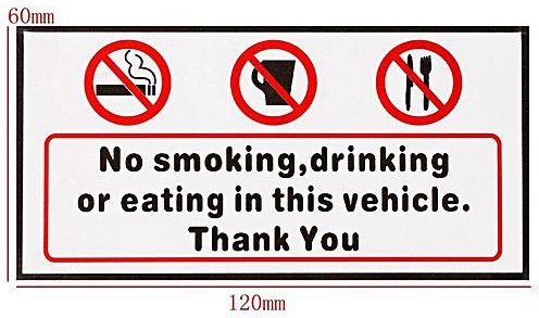 SMOKING DRINKING OR EATING IN THIS VEHICLE  CAR VAN LORRY TAXI HGV STICKERS 