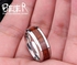 Mens ring of stainless steel with a wooden color in the middle Size 9