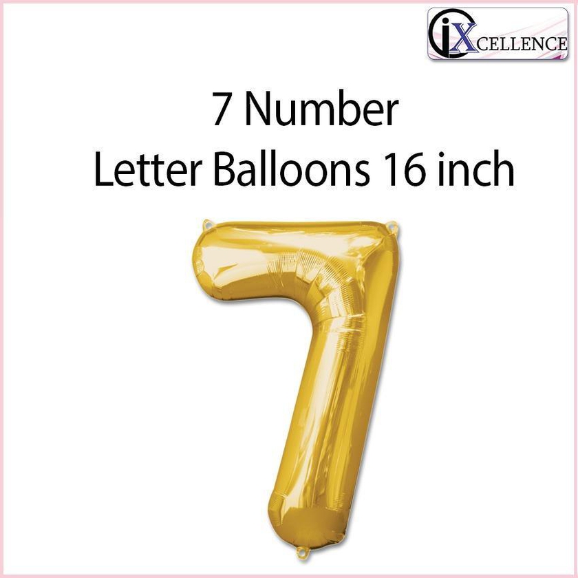 [IX] NUMBER 7 Letter Balloon 16 inch  toys for girls (Gold)