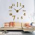 Large DIY Quartz 3D Wall Clock Acrylic Sticker Letters and Number Wall Clock - Gold