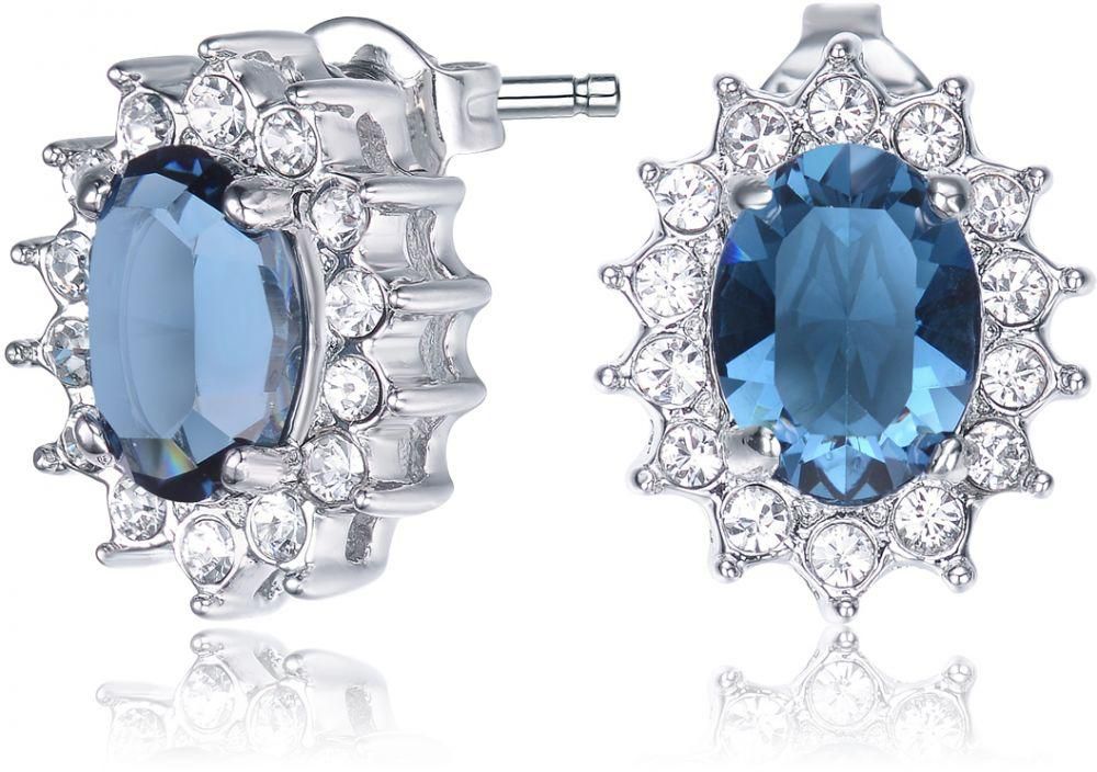 Mestige MSER3153 Women's Rhodium Plated Sapphire Stud Earrings