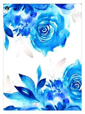 Floral Themed Metallic Plate Blue/White 20x15centimeter