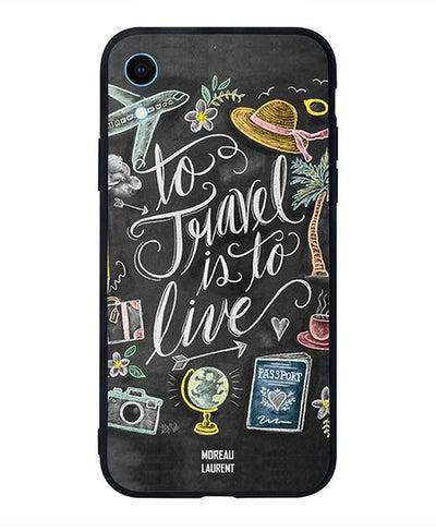 Skin Case Cover -for Apple iPhone XR To Travel Is To Live Tags مطبوع بشعارات سفر وعبارة "To Travel Is To Live"