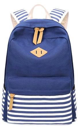 Printed Canvas Backpack Blue/White