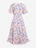 Plus Size Cottagecore Flounce Tie Floral Asymmetric Surplice Midi Dress - 4x | Us 26-28