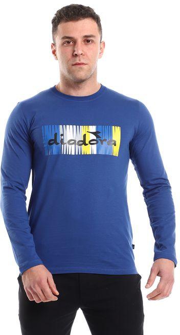 Diadora Men Cotton Printed T-Shirt - Blue