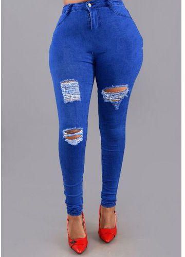 Fashion Ladies Rugged Jeans Trousers-casual Wear