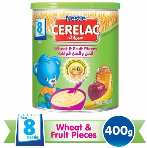 Nestle Cerelac  From 8 Months, Wheat and Fruit Pieces with Milk Infant Cereal Tin-  400 g