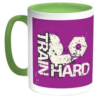 Train Hard Printed Coffee Mug Green/White 11ounce