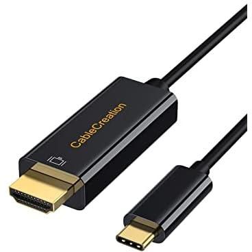 كيبل كريشن كيبل محول USB-C الى HDMI 4K USB C الى HDMI، ثاندربولت 3 متوافق مع ماك بوك برو/اي ماك 2017/سيرفس بوك 2/كروم بوك بكسل/يوجا 920/سامسونج S8/S8+، اسود/1.8 متر