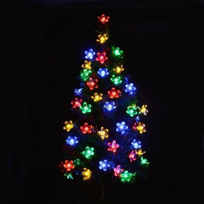 Christmas Flower Solar Powered Lights Multicolor 50 LED 21ft Decorative Blossom Fairy String Light for Garden Party-Multicolor