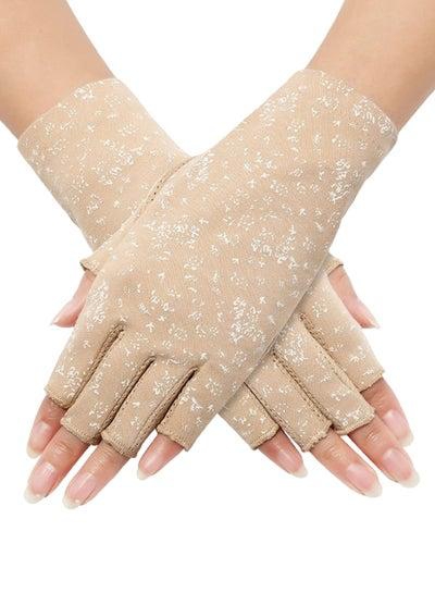 Pair Of Casual Printed Gloves Beige
