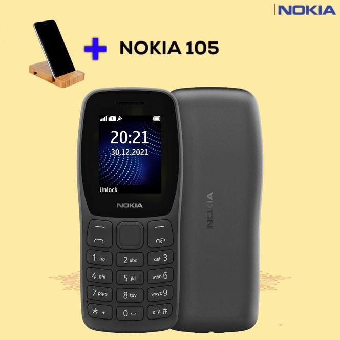 Nokia نوكيا 105 - اسود + حامل موبيل خشبي هدية