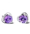 555 Earrings Love Heart - Silver & Purple