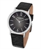 Stuhrling Original Men's "Cuvette Contra" Stainless Steel and Black Leather Band Ultra-Slim Watch - 140A.01
