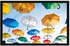 Umbrellas Poster With Frame Multicolour 55x40 centimeter