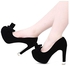 Fashion Stylish Bowknot Round Toe Thin High Heel Shoes - Black